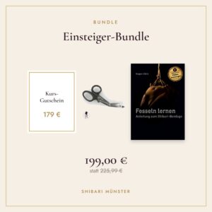 Einsteiger-Bundle: Kurs-Gutschein, Sicherheitsschere und das Buch Fesseln lernen